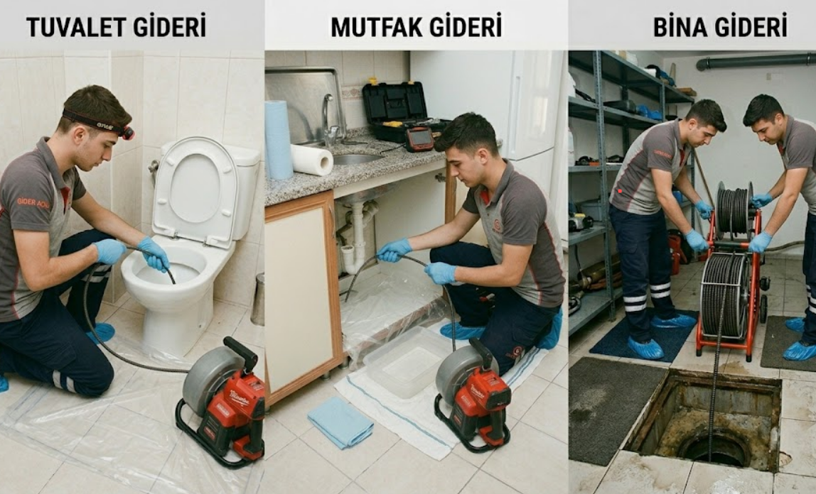 Spiral makine ile tıkanıklık açılırken